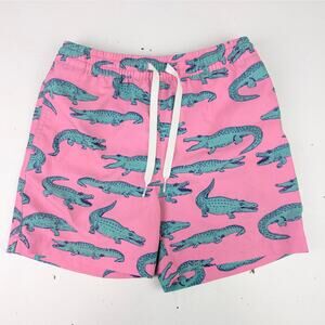 Chubbies Boys Small 8/9 Pink/Green Alligator Swim Shorts - Brief Lined